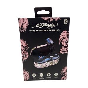 Ed Hardy True Wireless Earbuds Pink Y2K Tattoo Designer New